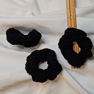 Terry cloth black scrunchies